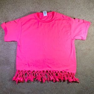A regular T-shirt I made, youth M, and pink